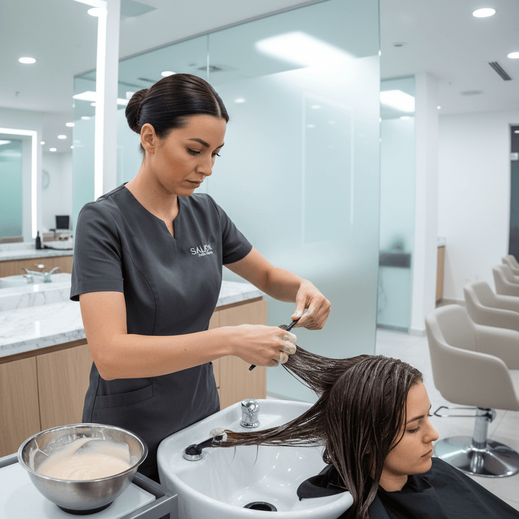 Keratin treatment for smooth shiny hair at Studio 91 Falimy Salon Bengaluru